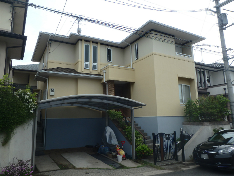 富田林市にてサイディングの外壁塗装とスレート屋根塗装の事例