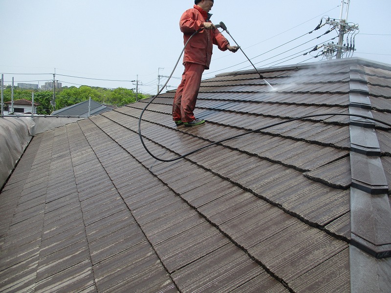 堺市南区　セキスイハイムの外壁屋根塗装工事①高圧洗浄